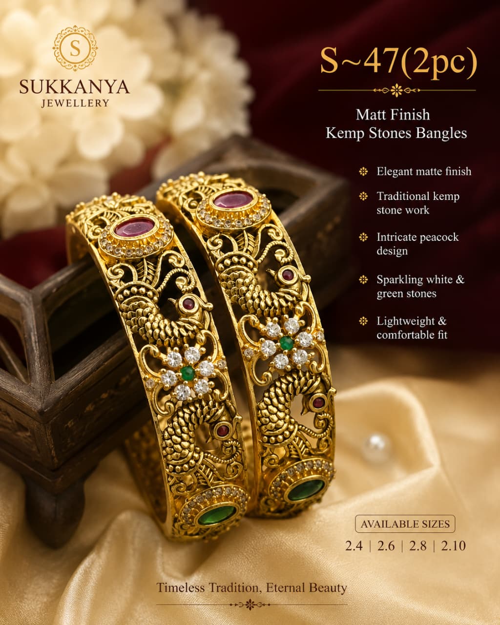 Floral Stone Bangle - Sri Kannika Bangles