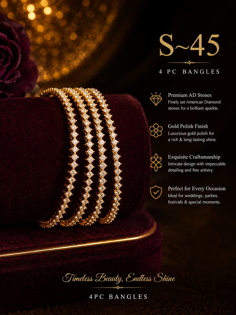Delicate Stone Bangle - Sri Kannika Bangles