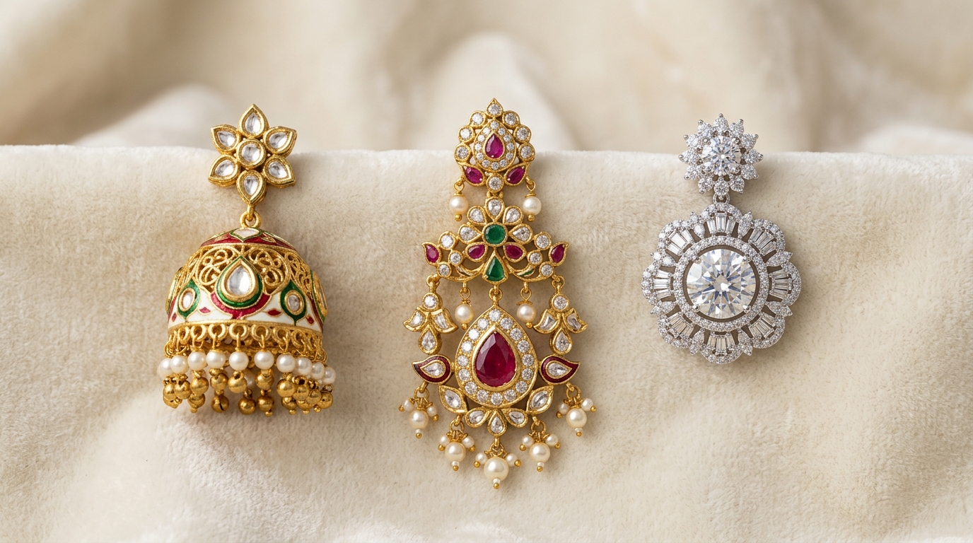Kundan Jadau and AD stone bangles compared side by side