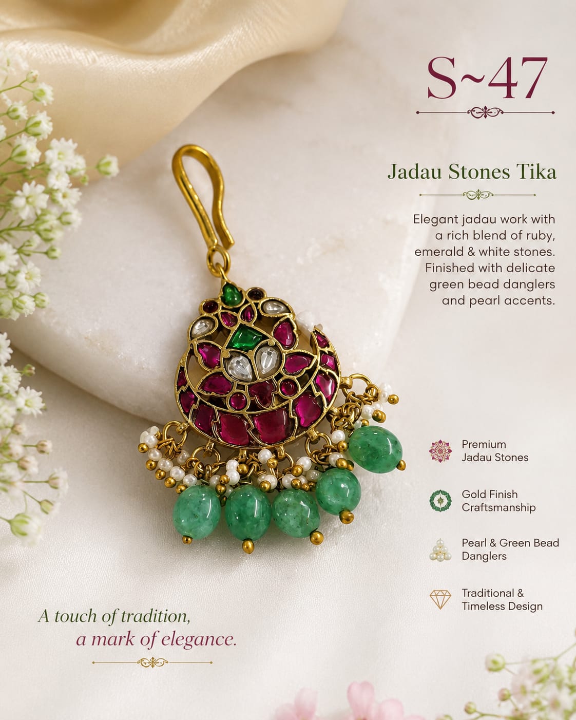 Padma Emerald & Kundan Tikka Drops