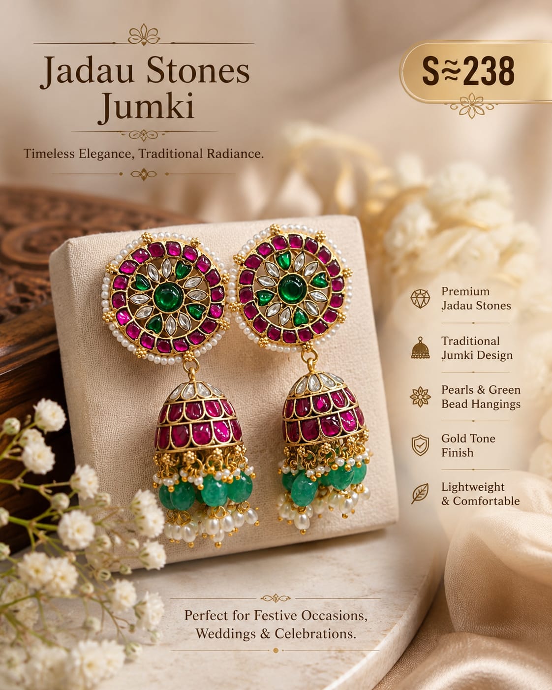 Heritage Jadau Jhumka - Sri Kannika Bangles