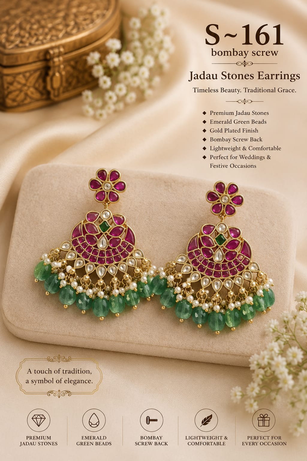 Floral Gold Earring - Sri Kannika Bangles