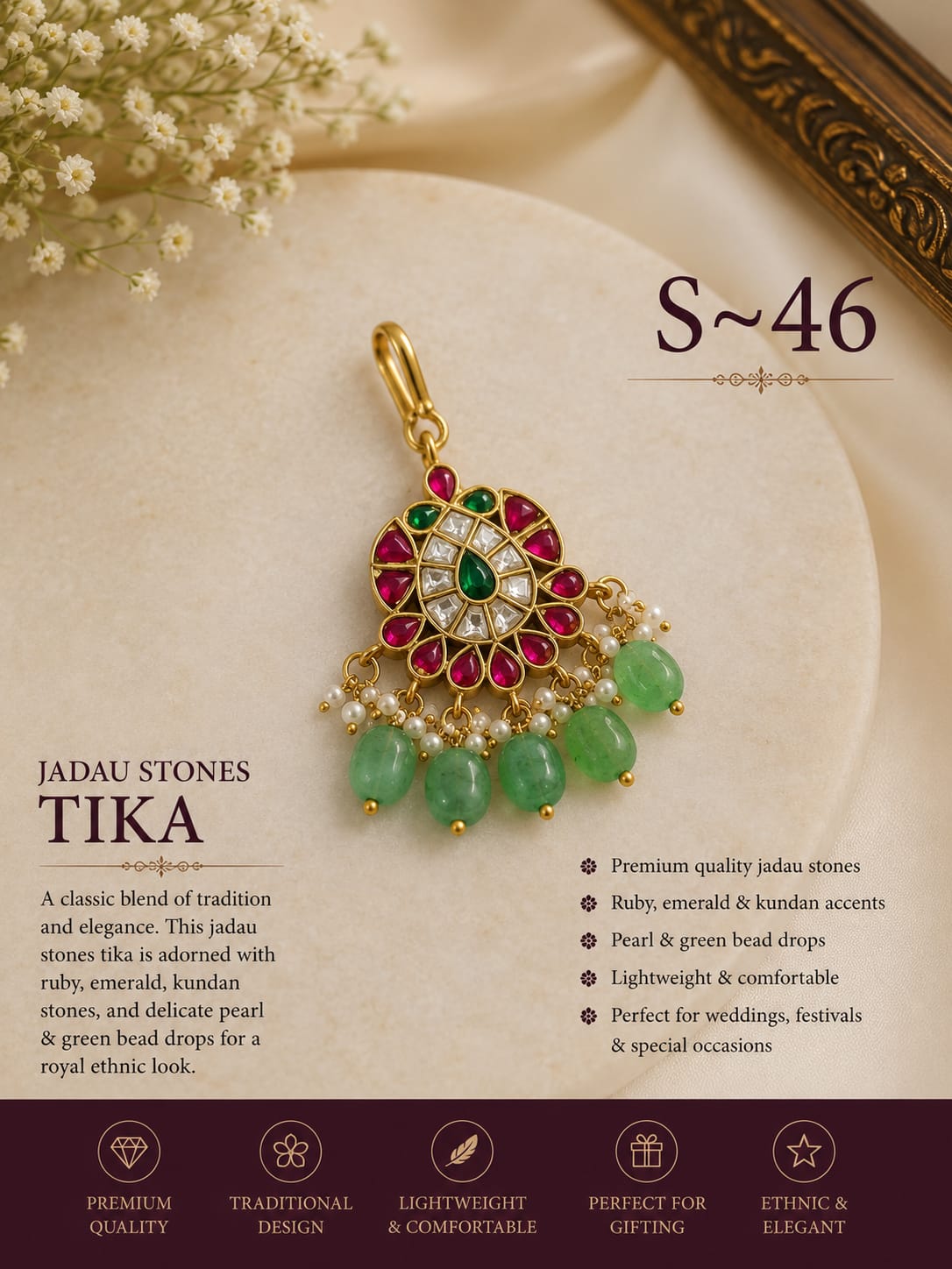 Kannika Bangles - Floral Kundan Tikka