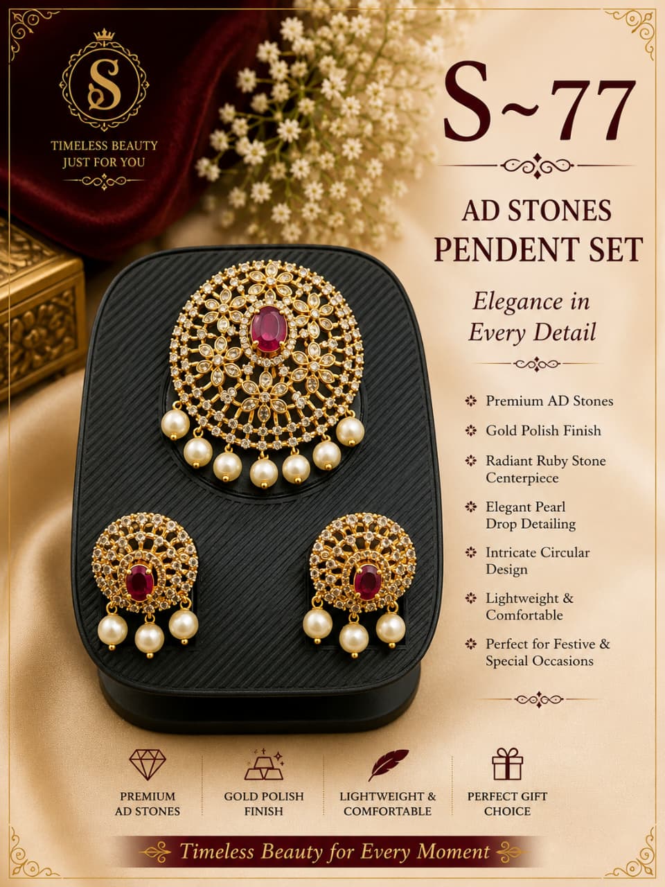Grand Floral Pendant - Handcrafted Indian Jewellery Bangalore